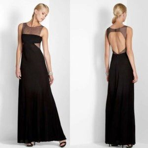 BCBG MAXAZRIA Marianna Black Gown Mesh Inset